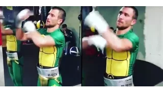 Vasyl 'Teenage Mutant Ninja Turtle' Lomachenko hitting the speed bag