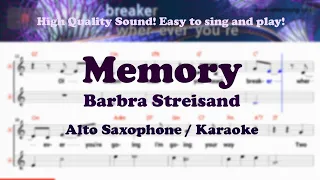 Memory - Barbra Streisand (Alto Saxophone Sheet Music Bb Key / Karaoke / Easy Solo Cover)