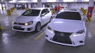 VW GOLF VI GTI FWD Stage 2 250hp+ VS Lexus IS350 F-Sport 4WD 280hp