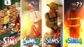 Sims 1 vs Sims 2 vs Sims 3 vs Sims 4 - FIREFIGHTER