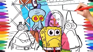 SPONGEBOB Coloring Pages for Kids | Drawing and Painting Spongebob Patrick Squidward Eugene