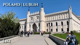 Walk in the centre of Lublin, Poland. 4K City Walk