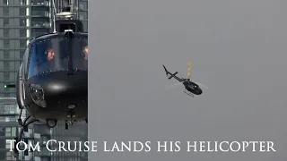 Tom Cruise lands his helicopter himself at London Heliport N9FJ