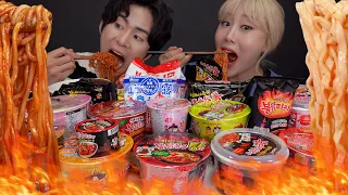 SUB)ASMR MUKBANG🔥핵매운맛 끝판왕! 불닭시리즈 다모았다! 불닭볶음면,불닭김치,떡볶이,까르보! 모든 불닭먹방!! Fire Spicy noodle eating show!