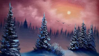 Warm Winter Sunset Beginner Oil Painting Landscape Tutorial by #PaintWithJosh