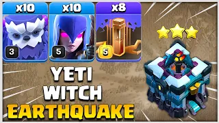 Th13 Strongest CWL | 10 Yeti + 10 Witch + 8 Earthquake Attack | Th13 Strategy Coc