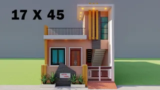 17 by 45 3 Bedroom house plan,17*45 makan ka naksha,3D new house elevation,3D house map