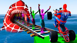 GTA V Epic New Stunt Race For Car Racing Challenge by Quad Bike, Cars and Motorcycle, Spider Shark