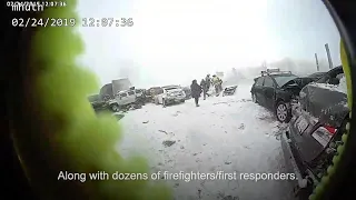 Video shows 119-car pile-up on I-41 as snowy weather impacts rescue efforts by sheriff's department