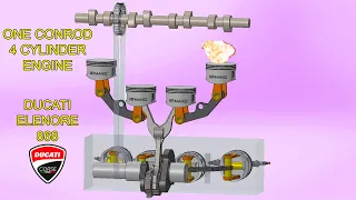 1 Con Rod with 4 Pistons 🤯 How Ducati Elenore 868 Engine Works in 3D