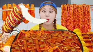 ASMR MUKBANG 명랑 핫도그🌭 직접 만든 떡볶이 먹방&레시피 Cheese Tteokbokki With Crispy Corn Dog Eating Sound | HIU 하이유