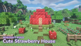 Minecraft Tutorial : How to build a Cute Strawberry House 🍓