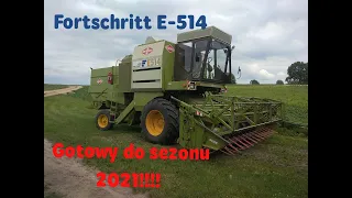 Przygotowanie kombajnu Fortschritt E-514 do sezonu 2021/Zapala na dotyk po zimie/Przyłączanie hedera