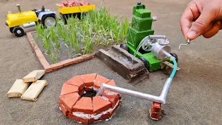 diy tractor mini well water pump diesel engine science project | @Minirustic @KeepVilla