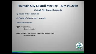 City of Fountain - City Council Meeting - July 14, 2020