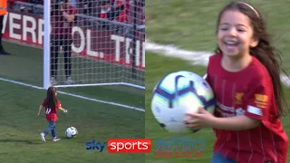 Mohamed Salah's daughter scoring at Anfield