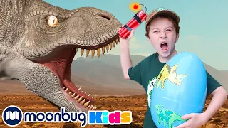 Dinosaur Surprise Egg Hunt with Dynamite | Jurassic Tv | Dinosaurs and Toys | T Rex Family Fun