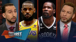 LeBron injured in Lakers loss to Clippers; KD, Nets secure win vs. Knicks | NBA | FIRST THINGS FIRST