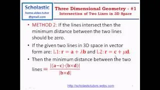 Three Dimensional Geometry - #1 Intersection of Two Lines in 3D Space