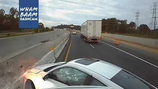 SEMI TRUCK PIT-MANEUVERS CAR