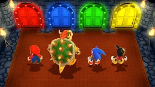 Mario Party 9 MiniGames - Mario Vs Sonic Vs Mickey Mouse Vs Bowser (Master Difficulty)