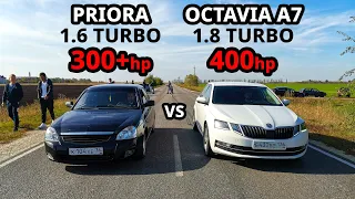 ПСИХ на ТУРБО ПРИОРЕ против OCTAVIA A7 1.8T STAGE 3. KALINA SPORT vs OPEL ASTRA J 1.6T. Mercedes