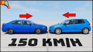 SKODA OCTAVIA vs VW GOLF! 150 Km/H CRASH TEST! - BeamNg Drive