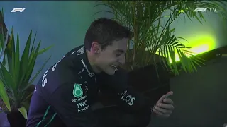 Russell and Hamilton FaceTiming Toto Wolff after their first Win São Paulo GP