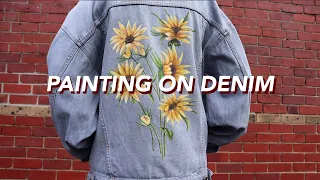 HOW TO PAINT SUNFLOWERS ON A DENIM JACKET🌻