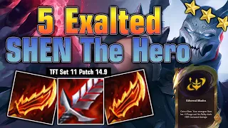 Maximum Damage 5 Exalted Ethereal Blade Shen - Shen Hero Augment | TFT Set 11 | Patch 14.9 |
