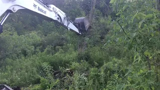 Bobcat e85 starting a land clearing job