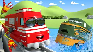 Troy le Train -  Troy le maître nageur - La Ville des Voitures 🚓 🚒 Dessin animé Trains