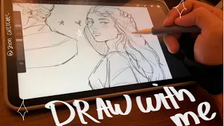 Draw with me on my iPad ✍️sketching process✨🩵 full  video sketch 🥰✨