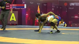 1/2 FS - 57 kg: V. PATIL (IND) v. H. CHO (KOR)