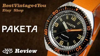 Hands-on video Review of Raketa Soviet Skin Divers Watch From 80s