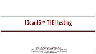 tScan16™ - T1/E1 Analysis