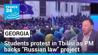 Students protest in Tbilisi as Prime Minister backs "Russian law" project • FRANCE 24 English