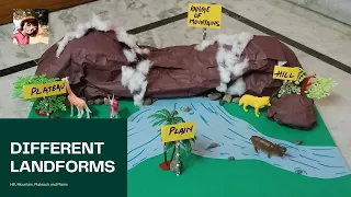 Model of different landforms/Mountains, hill, plateau, plain making/school project/kids fun activity