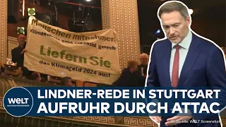 FDP IN DER KRISE: Klimaaktivisten stören Rede von FDP-Chef Christian Lindner bei Dreikönigstreffen