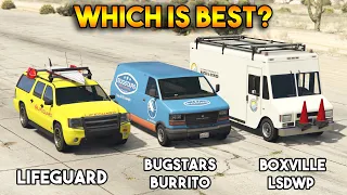 GTA 5 ONLINE : LIFEGUARD VS BOXVILLE LSDWP VS BUGSTARS BURRITO (WHICH IS BEST?)