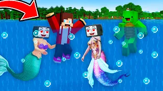 TV WOMAN MERMAID SAVED JJ and Mikey UNDERWATER! MERMAID TV GIRL in Minecraft - Maizen