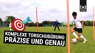 Passen, Dribbeln und Torabschluß mit dieser Fußballübung trainieren!