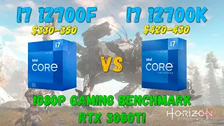 intel Core I7 12700/12700F VS I7 12700K/12700KF Gaming Benchmark 1080P RTX 3080Ti!