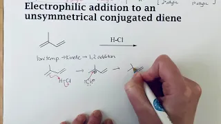 Electrophilic addition to an unsymmetrical conjugated diene