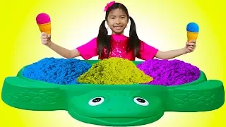 Wendy Pretend Play Learn Colors with Kinetic Sand Rainbow Ice Cream Kid Toys