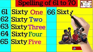 Spelling of 61 to 70 (Revision) / Number Name 61-70  / Spelling for kids /Reena mam