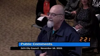 City of Coeur d'Alene City Council Meeting  11-16-21