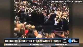 Joel Osteen heckled during church, six arrested