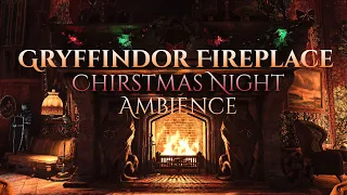 Gryffindor Fireplace Christmas Night Ambience | Crackling Fire and Snowstorm