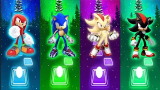 Knuckles VS Sonic Prime VS Super Sonic VS Shadow | Tiles Hop edm Rush